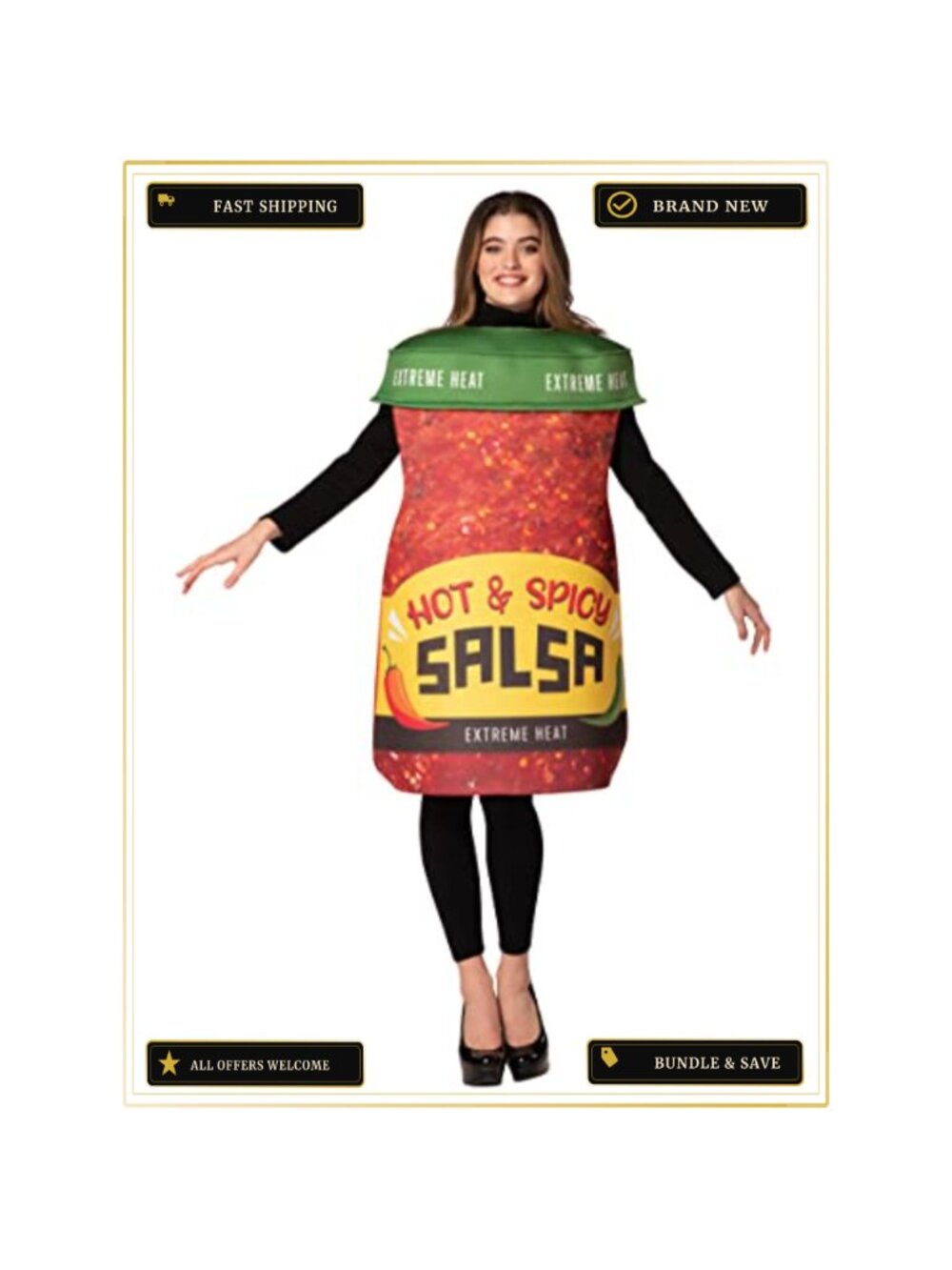 Adult Hot & Spicy Salsa Jar Costume One Size Polyester